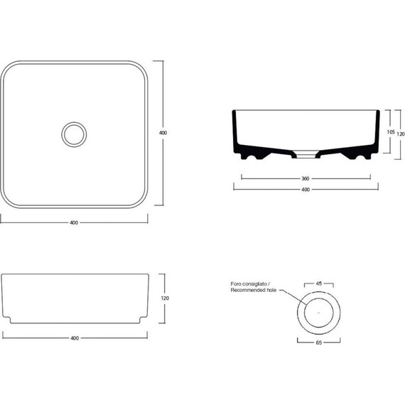 Раковина-чаша White Ceramic Blade 40 см W050701 - фото 2