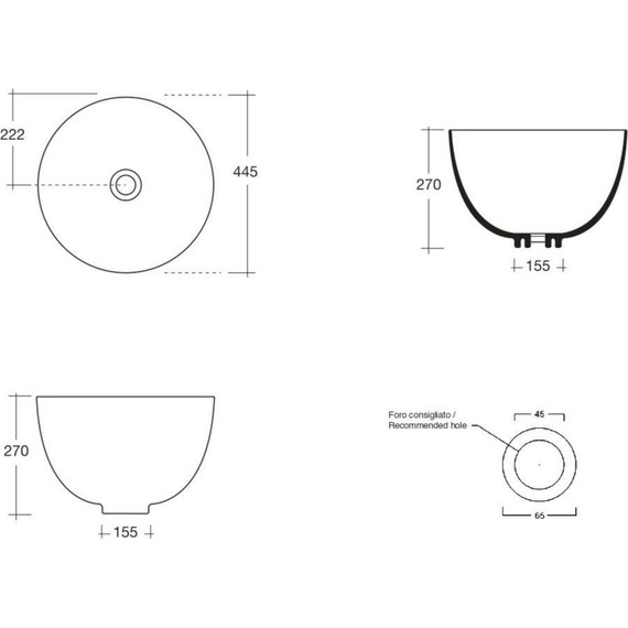 Раковина-чаша White Ceramic Dome 44 см W030701 - фото 3