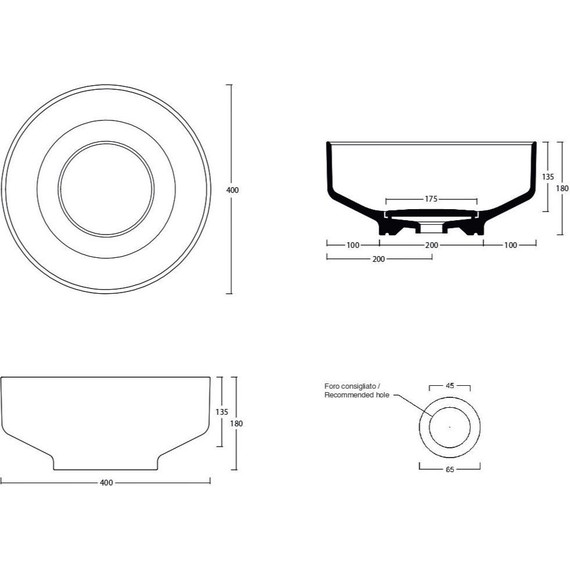 Раковина-чаша White Ceramic Was 40 см W100701 - фото 2