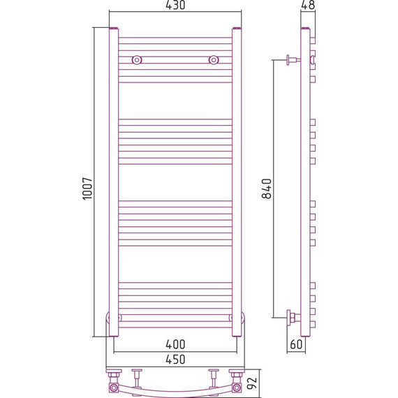 Полотенцесушитель водяной Сунержа Аркус П16 1000х400 мм 00-0251-1040 - фото 6