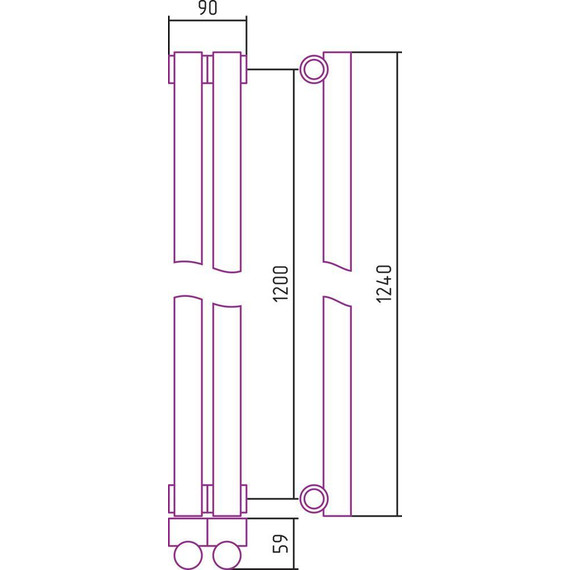 Радиатор Сунержа Эстет-1 90х1200 мм (2 секции) 00-0301-1202 универсальное подключение - фото 5