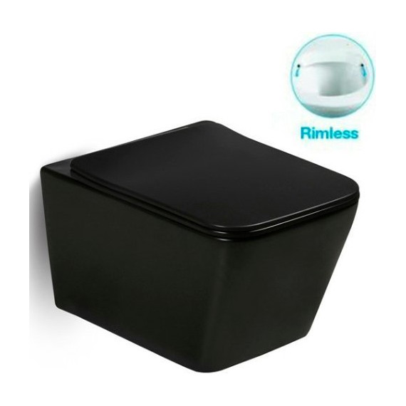 Унитаз подвесной безободковый SantiLine SL-5004MB с крышкой микролифт, черный матовый, Цвет производителя: чёрный матовый - фото 4