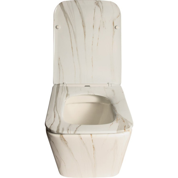 Унитаз подвесной безободковый SantiLine SL-5007MRB с крышкой микролифт, под мрамор, Цвет производителя: под мрамор - фото 3