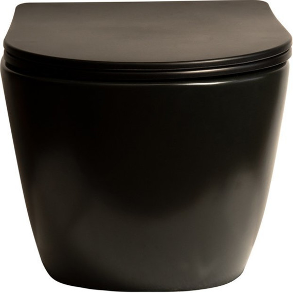 Унитаз подвесной безободковый SantiLine SL-5018MB с крышкой микролифт, черный матовый, Цвет производителя: чёрный матовый - фото 2