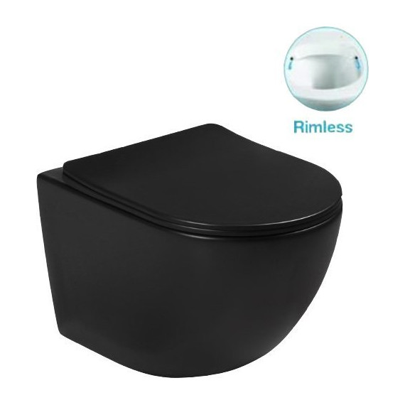 Инсталляция с подвесным безободковым унитазом SantiLine SL-5018MB+SL-03, черный матовый - фото 2