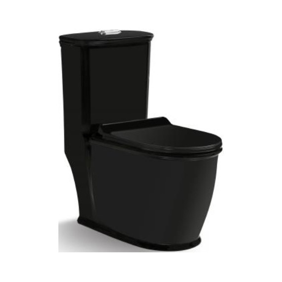 Унитаз-компакт безободковый SantiLine SL-5019MB с крышкой микролифт, черный матовый, Цвет производителя: чёрный матовый - фото 