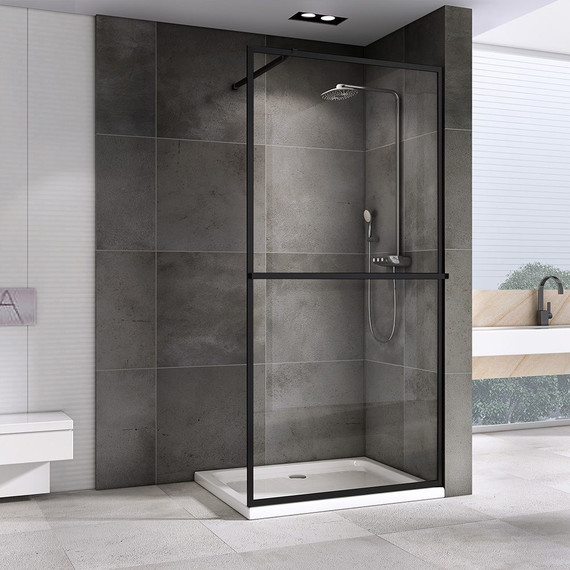 Душевая перегородка Abber Immer Offen 90 см AG60090B, черный/прозрачное - фото 