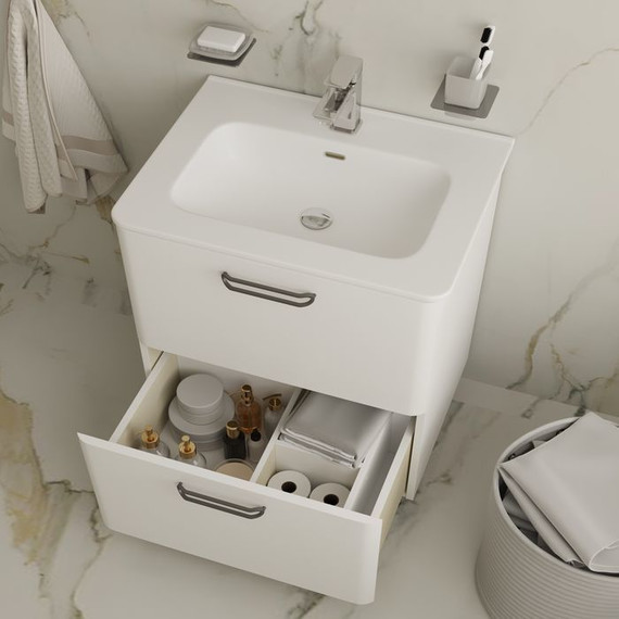 Тумба напольная с раковиной Iddis Brick 60 см BRI60WFi95K, белый глянец - фото 8