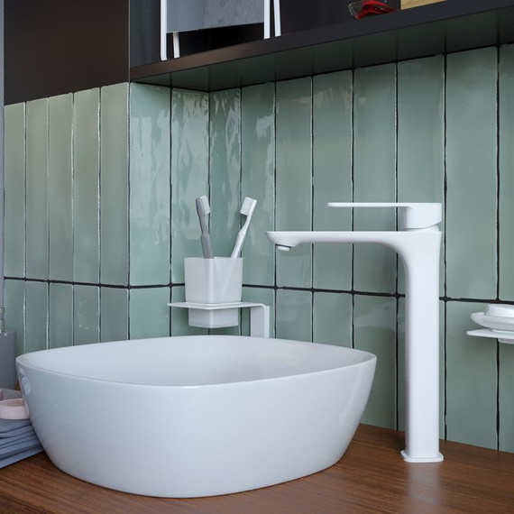 Смеситель для раковины высокий Iddis Slide SLIWT01i01, белый матовый - фото 5