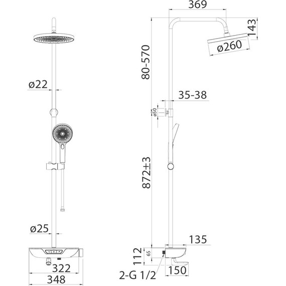 Душевая стойка Iddis Spahome SPABLBTi06, черный матовый - фото 7