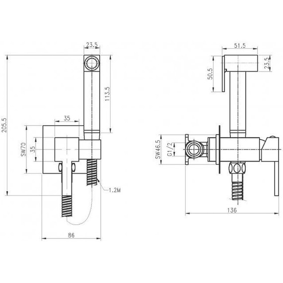 Набор для гигиенического душа Cezares CZR-SET-DA2-ID3-FMM120-01 - фото 2