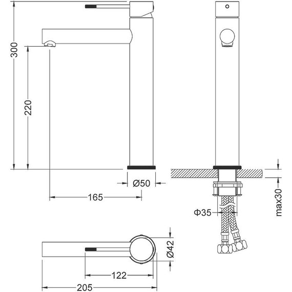 Смеситель для раковины высокий Timo Saona 2311/18F, черное золото - фото 7