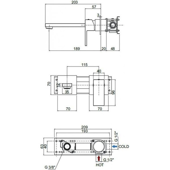 Смеситель для раковины настенный Cezares UNIKA-BLI2-03/24, золото, Цвет производителя: золото - фото 5