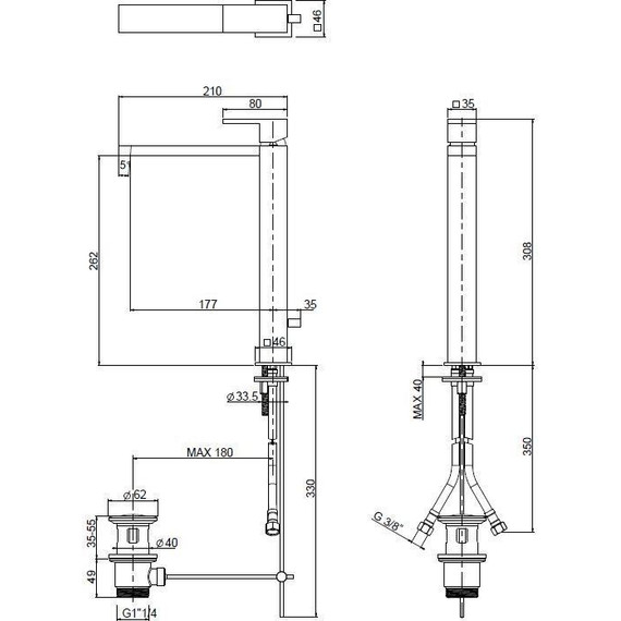 Смеситель для раковины высокий Cezares UNIKA-LC-03/24-W0, золото, Цвет производителя: золото - фото 4