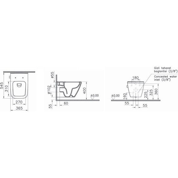Унитаз-биде подвесной безободковый Vitra Integra Square 7082B003-7209 - фото 2