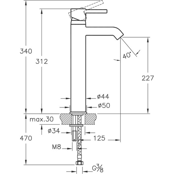 Смеситель для раковины высокий Vitra Minimax S A41990EXP - фото 8