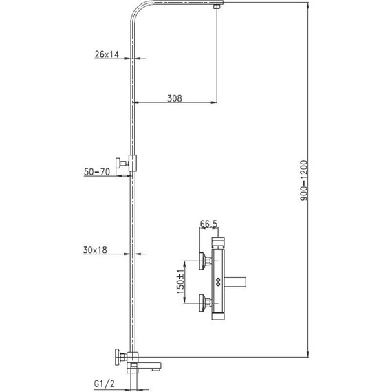 Душевая стойка Aquanet Gotic AF440-72-S-B 243327, чёрный матовый - фото 4