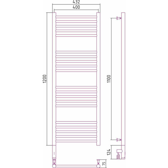 Полотенцесушитель электрический Сунержа Богема 3.0 П20 1200x400 мм (прямая перемычка) 03-5804-1240 L, золото - фото 5