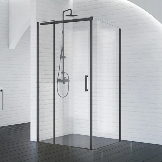 Душевое ограждение BelBagno 130x90 см ACQUA-AH-1-130/90-C-NERO (стекло 8 мм) черный/прозрачное - фото 