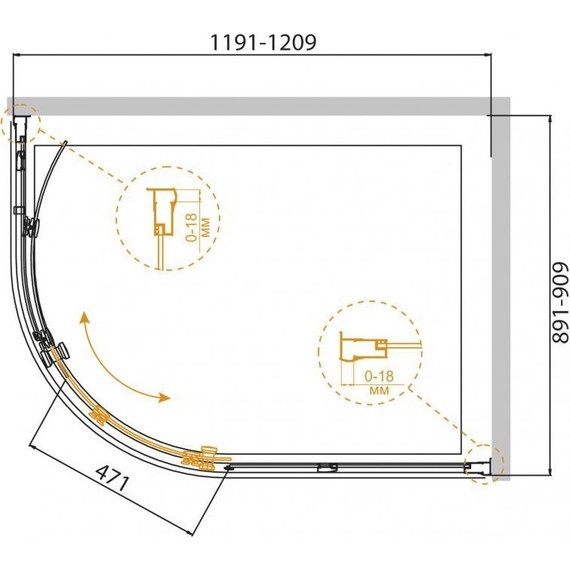 Душевое ограждение Cezares 120х90 см PRATICO-RH-1-120/90-C-Cr, хром/прозрачное - фото 6