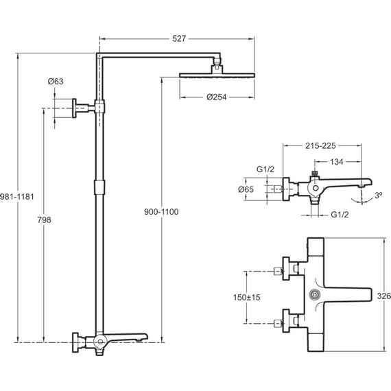 Душевая стойка с термостатом Jacob Delafon Avid E97389RU-9-CP - фото 3
