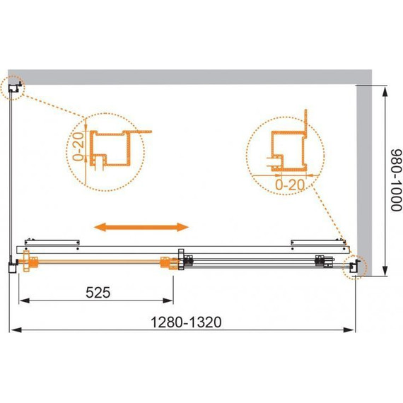 Душевое ограждение Cezares 130х100 см LUX-SOFT-W-AH-1-130/100-C-Cr-IV, хром/прозрачное - фото 6