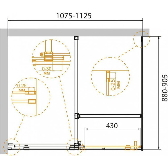 Душевое ограждение Cezares 110х90 см STREAM-AH-1-110/90-C-Cr, с кронштейном в комплекте, хром/прозрачное - фото 3