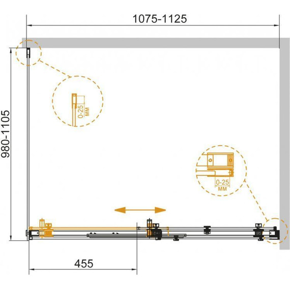 Душевое ограждение Cezares 110х100 см STYLUS-SOFT-AH-1-110/100-C-Cr, хром/прозрачное - фото 3