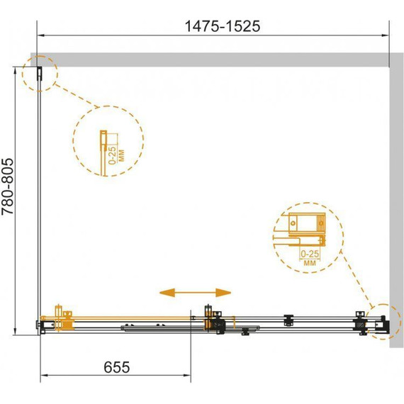Душевое ограждение Cezares 150х80 см STYLUS-SOFT-AH-1-150/80-C-Cr, хром/прозрачное - фото 3
