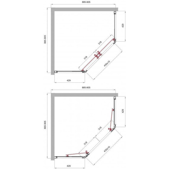 Душевое ограждение BelBagno 90x90 см UNO-195-P-2-90-C-Cr, хром/прозрачное - фото 2