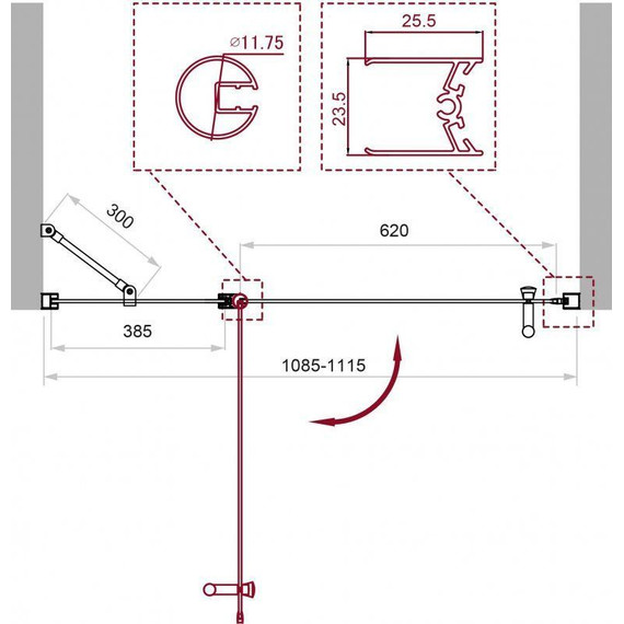 Душевая дверь BelBagno 110 см UNO-B-12-40+70-C-Cr, хром/прозрачное - фото 2
