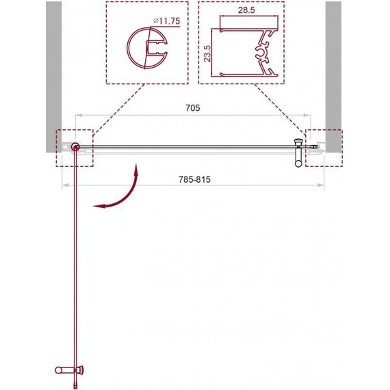 Душевая дверь BelBagno 80 см UNO-B-1-80-P-Cr, хром/матовое - фото 4