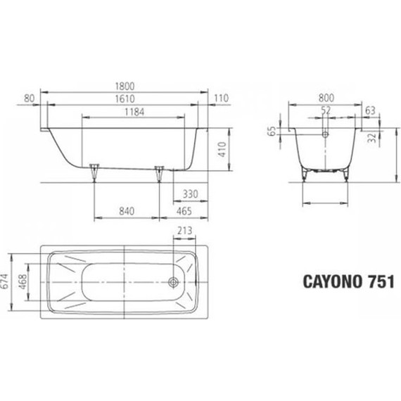 Ванна стальная Kaldewei Cayono 180x80 см mod. 751 275100010001 - фото 9