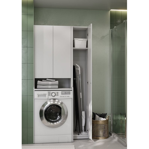 Пенал напольный Акватон Лондри 31 см 1A260603LH010, белый глянец - фото 4