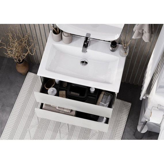 Тумба подвесная с раковиной Акватон Сохо 75 см 1A258101AJ9A0, слэйт/галька серая - фото 7