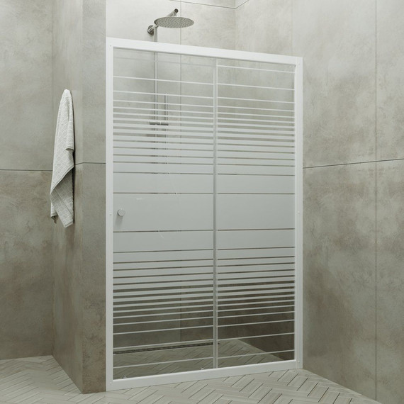 Душевая дверь Тритон Слайд 100 см, белый/узор - фото 4