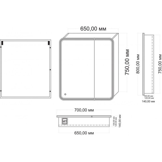 Зеркало-шкаф Art&Max Verona Led 70 см AM-Ver-700-800-2D-L-DS-F - фото 4