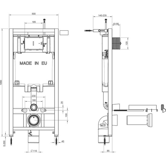 Инсталляция с подвесным безободковым унитазом Jacob Delafon Modern Life E21773RU-00 - фото 12