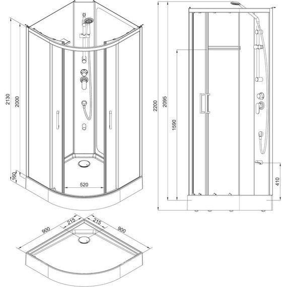 Душевое кабина Aquanet Passion R 2.0 90x90 см 263868, хром/прозрачное (безсиликоновая сборка) - фото 5