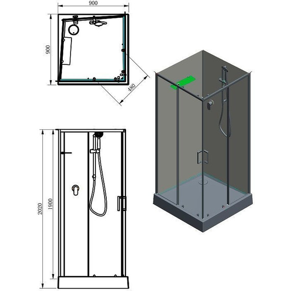 Душевое кабина Aquanet Passion EVO S 90x90 см 281963, белый/прозрачное (безсиликоновая сборка) - фото 2