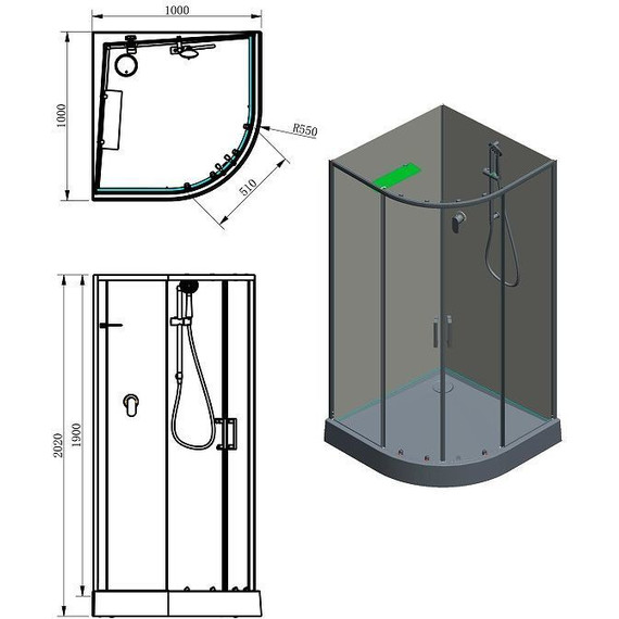 Душевое кабина Aquanet Passion EVO R 100x100 см 281965, белый/прозрачное (безсиликоновая сборка) - фото 4