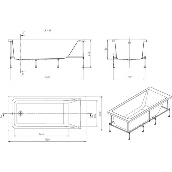 Ванна акриловая Roca EASY 180x80 см 7248618000, Размер - мм: 1800х800 - фото 5