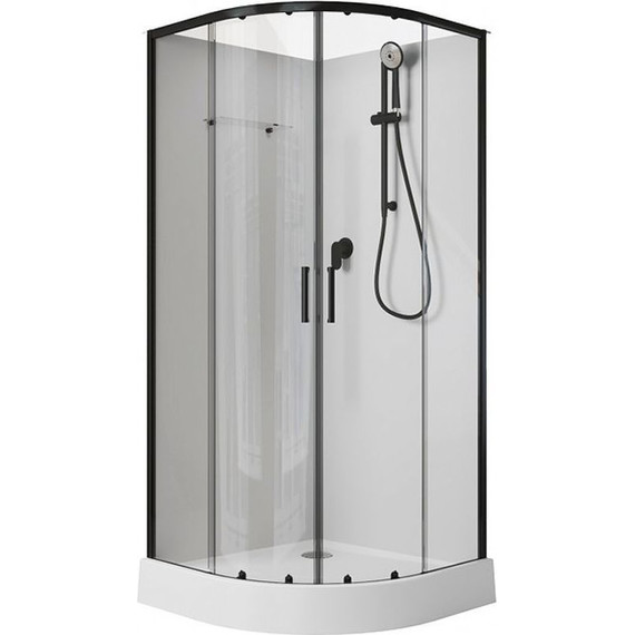 Душевое кабина Aquanet Passion EVO R 100x100 см 282010, чёрный/прозрачное (безсиликоновая сборка) - фото 