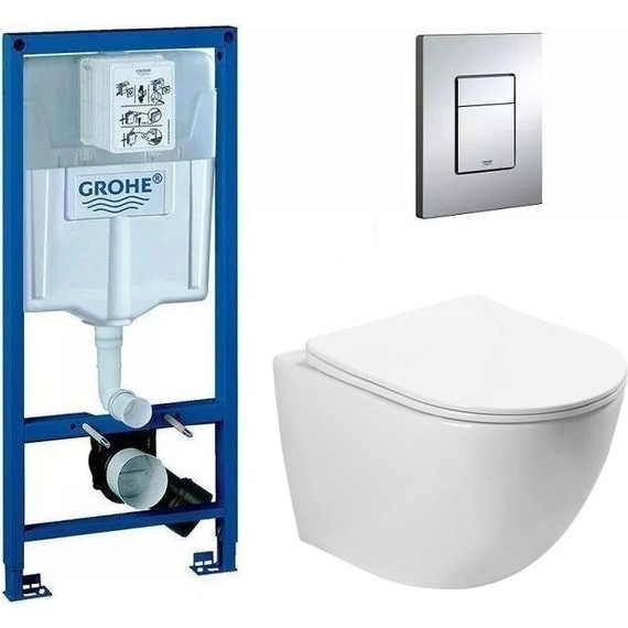 Инсталляция Grohe Rapid SL с подвесным безободковым унитазом SantiLine SL-5005 - фото 