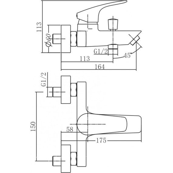 Смеситель для ванны Aquanet Static AF330-20C 237442 - фото 4