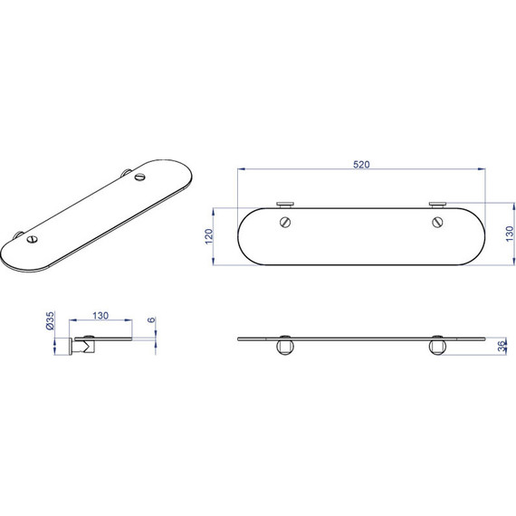 Стеклянная полка Azario Forny AZ-88303 52 см - фото 3