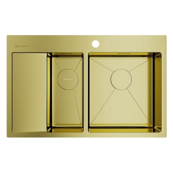 Мойка кухонная Omoikiri Akisame 78-2-LG-R (4973088) 1,2 мм, светлое золото, Цвет производителя: светлое золото - фото 