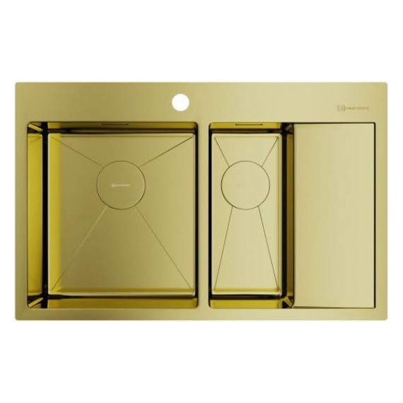 Мойка кухонная Omoikiri Akisame 78-2-LG-L (4973087) 1,2 мм, светлое золото, Цвет производителя: светлое золото - фото 