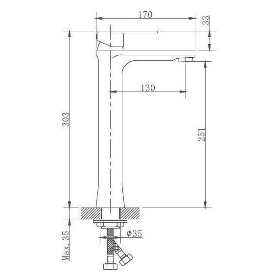 Смеситель для раковины высокий Haiba HB11807, нержавеющая сталь - фото 2