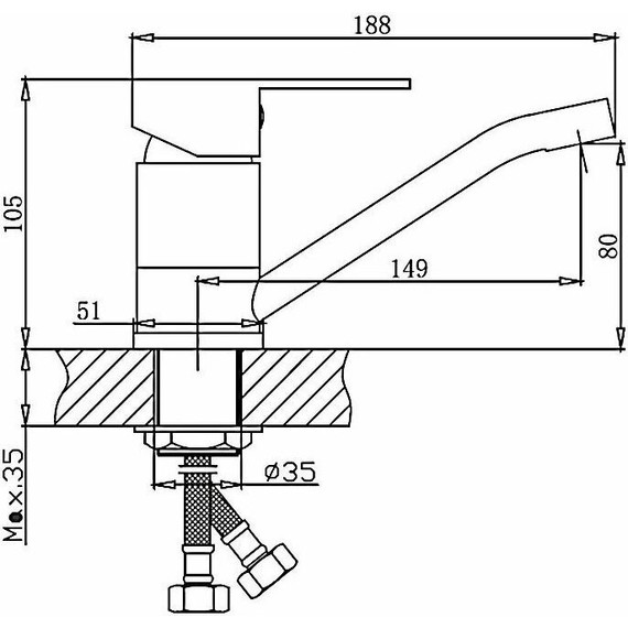 Смеситель для раковины Haiba HB45802, нержавеющая сталь - фото 2